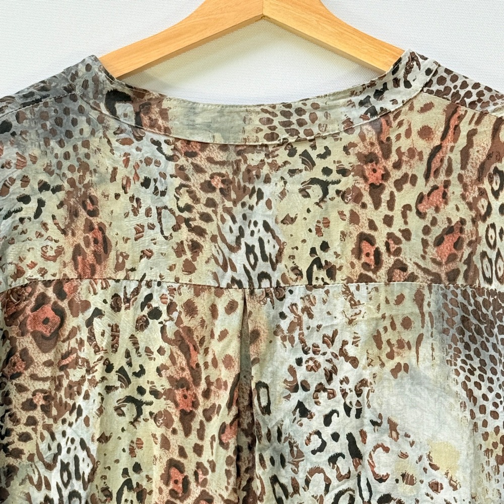 Angela Mara Large Top Blouse Animal Sequin Pocket Long Sleeve Artsy Avant Garde - Picture 6 of 7